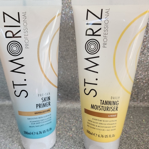 St Moritz exfoliating skin primer and light daily tanning moisturizer set combo - Picture 2 of 6